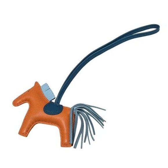 HERMES Accessories - HERMES Rodeo Charm PM - Orange Light Blue Blue Green Agneau Milo None Bag Charm